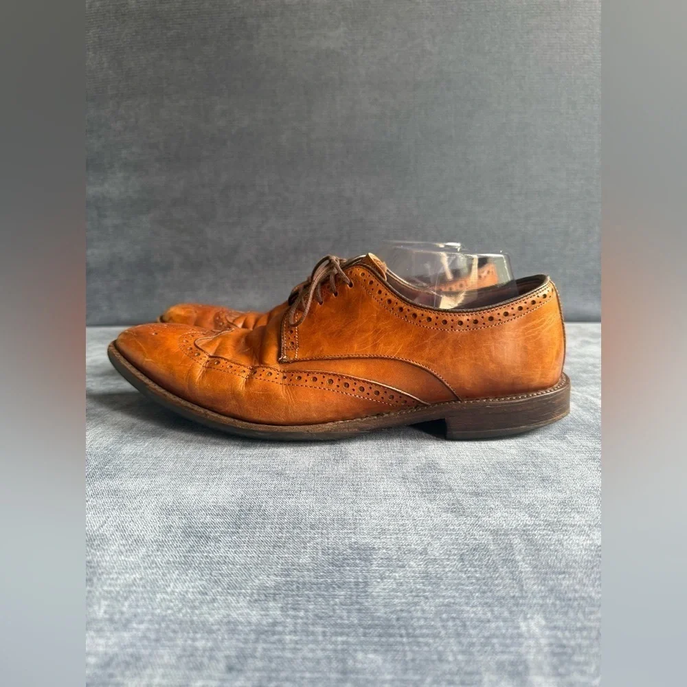Men’s Brown Leather Wingtip Lace Up Oxford Dress Shoes SZ 10.5 SoleTech Soles